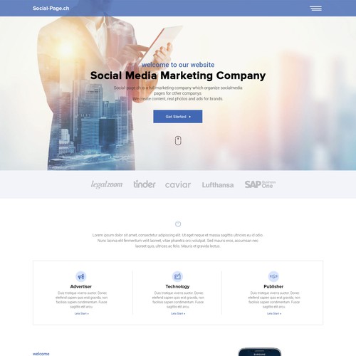 Website design for Socialpage.ch