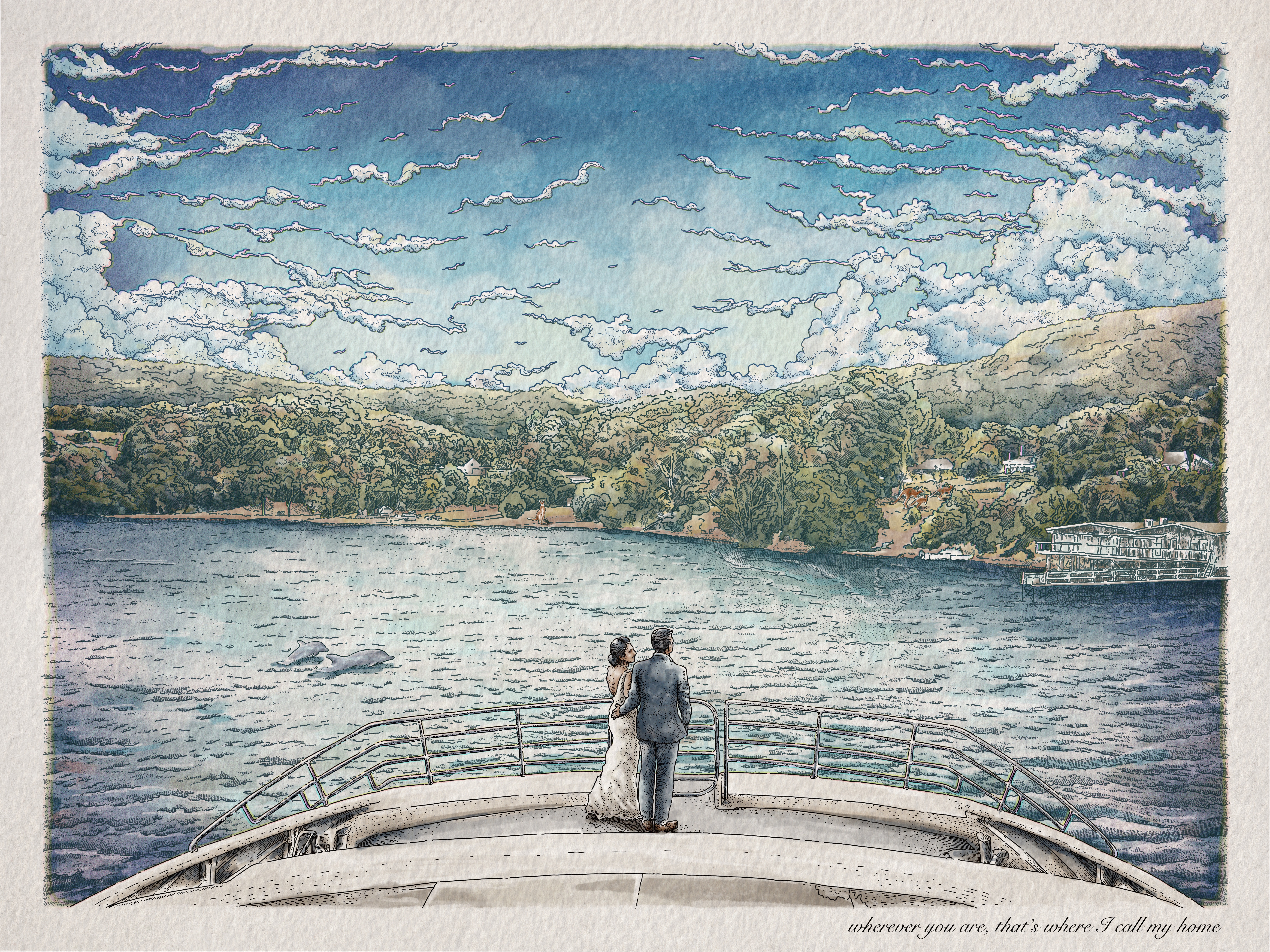 Create a fantasy landscape illustration from a photo