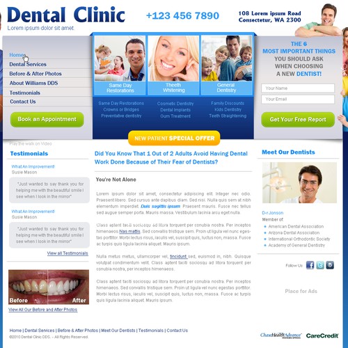 Web site for dental clinic
