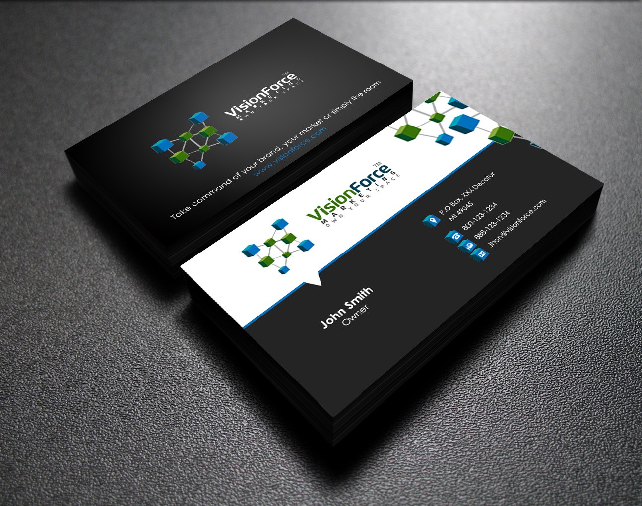 Create the next business card for Vision Force Marketing