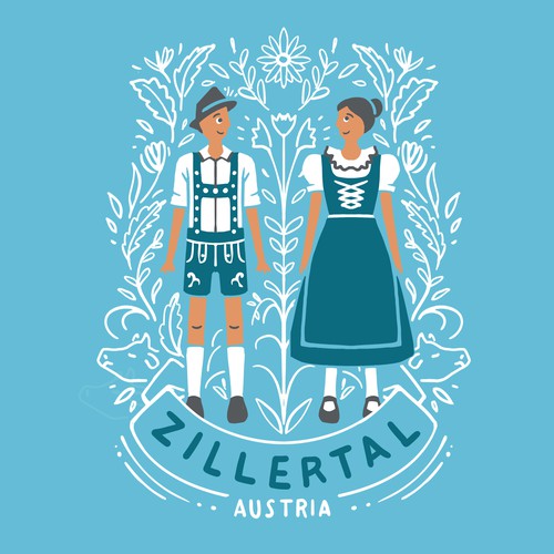 Illustration tshirt design with recognition value to the Zillertal