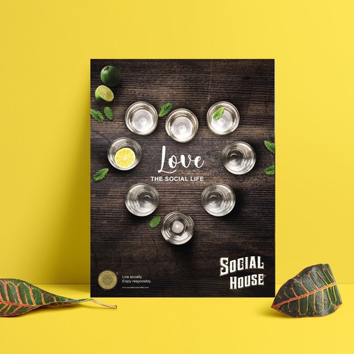 Magazine ad design for Social House Vodka