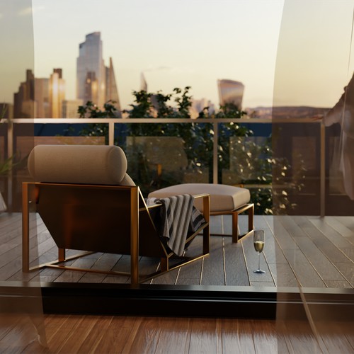3d render of an appartment balcony