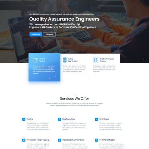 Software Testing Landingpage