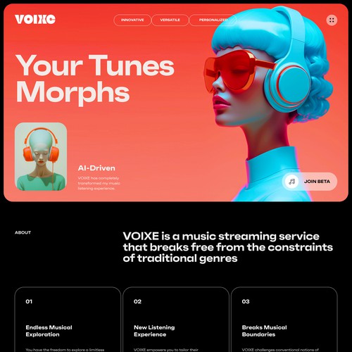 Modern Website Concept for AI-Driven Music Streamiong  App