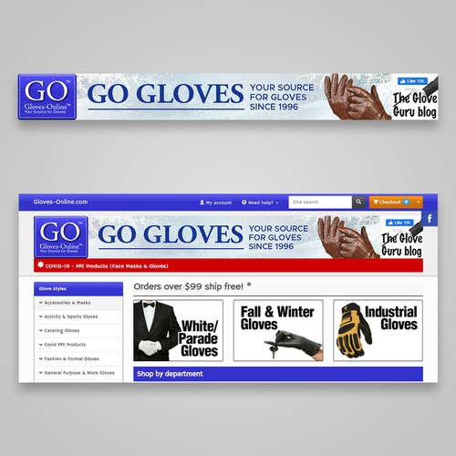 Modern Website Banner for "GO GLOVES"