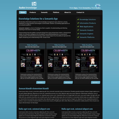 Create the next website design for Kudos Knowledge Pty Ltd