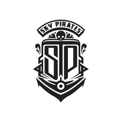 A logo capturing a tasteof art deco  and swashbuckler with a hint of steam punk feel for Sky Pirates