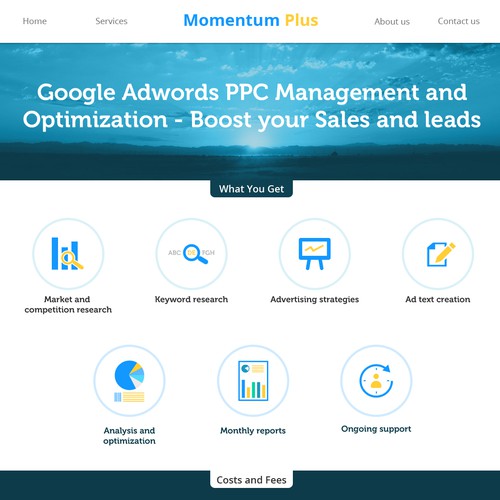 Attractive  landing page for an internet marketing company.