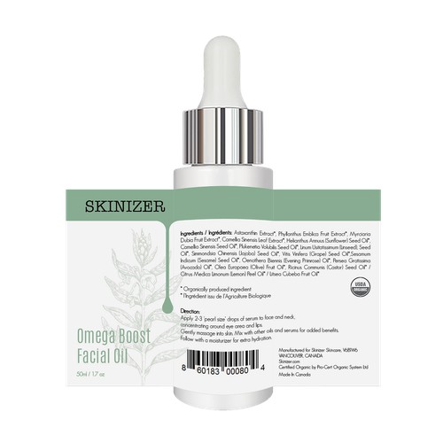 Product Label for facial oil