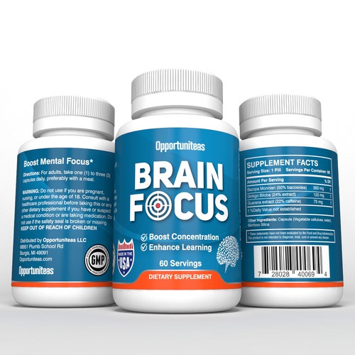 product label for Brain Focus supplement 