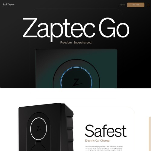 State of the art Product Page Design for Zaptec Go based in Norway.