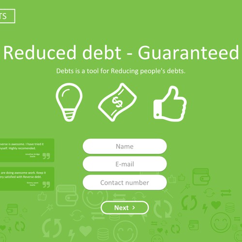 Landing page - Debts