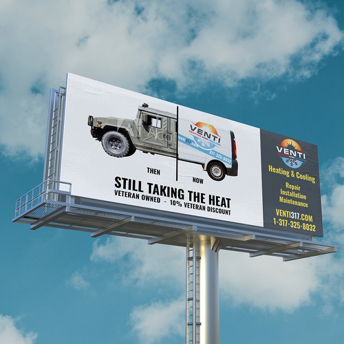 Winning billboard design for veteran owned heating&cooling company