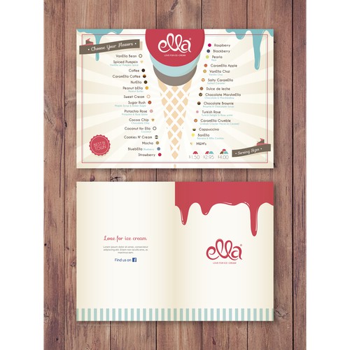 Menu Design for Ice Cream Shop "Ella"