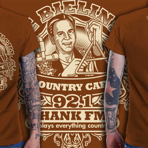 Hot Country Music Station Radio DJ Caricature T-Shirt Design. These shirts will be everywhere!