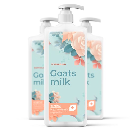 Goats milk shower foam label