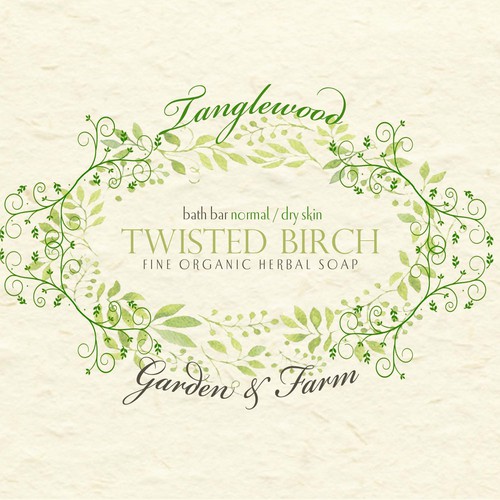 Create an enchanting label for Tanglewood Garden & Farm organic soap