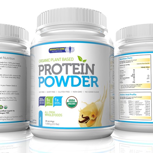 Protein Powder Vanilla flavor Label