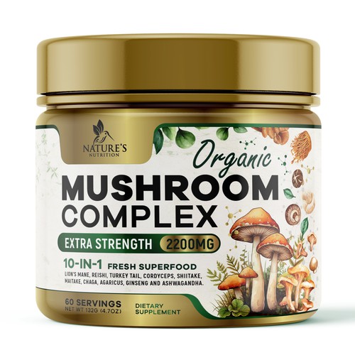 Organic Mushroom Green Food-Label Design