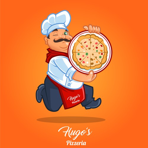 Hugo's Pizza Mascot Logo