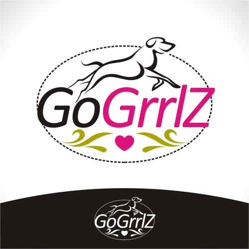 Create a sporty, feminine, fun, canine-related logo for GoGrrlZ