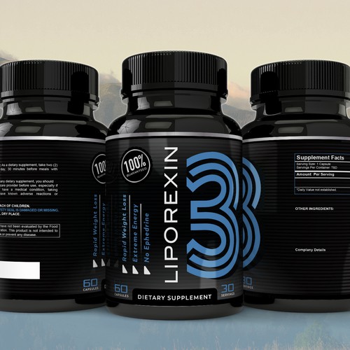 Supplements bottle label design