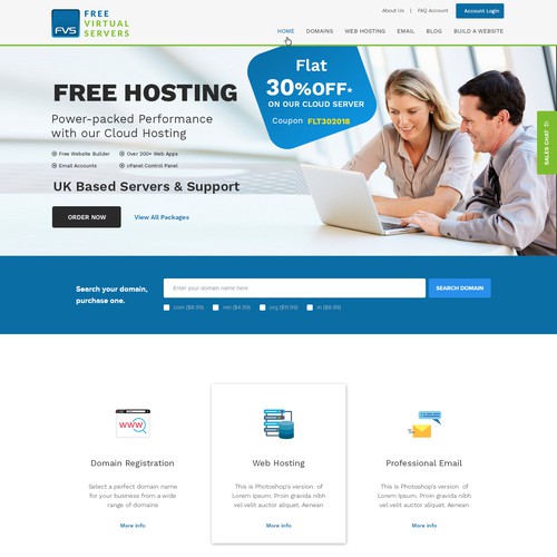 web design for a web hosting, domain registration and cloud computing company based in the UK