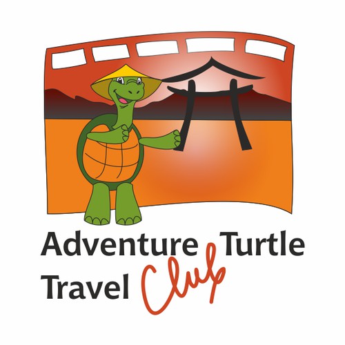 Playful Adventure Turtle mascot for Travel Club