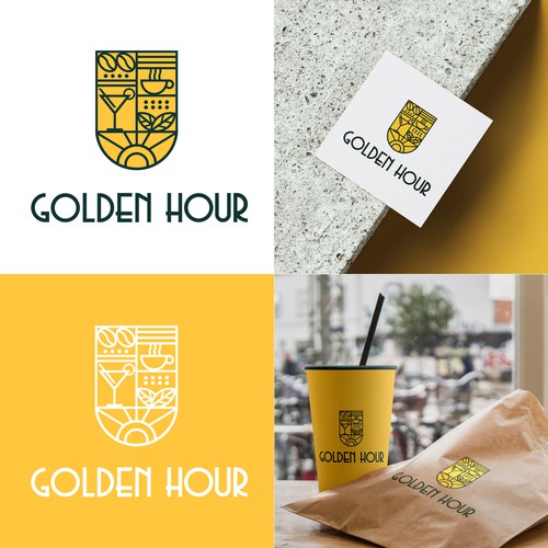 Golden Hour Café & Bar — Art Deco Harmony in Logo Design & Branding
