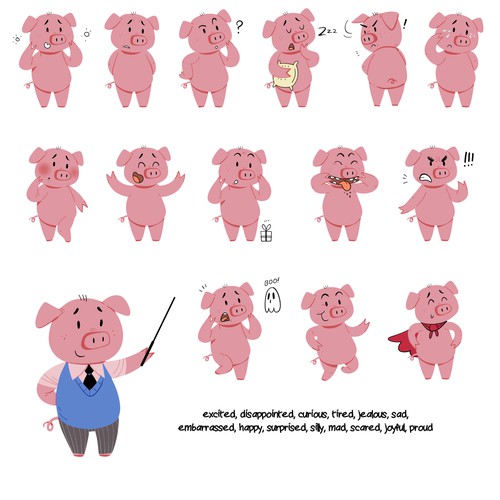 pig character emotions