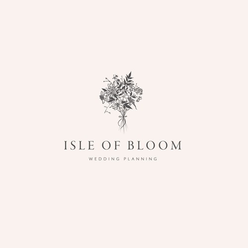 Hand drawn bouquet logo with a bow for Hong Kong's first sustainable wedding planning company