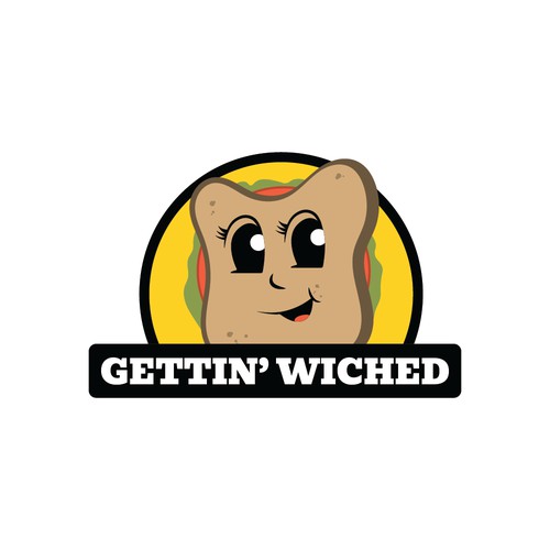 Cheerful character mascot logo for a sandwich shop