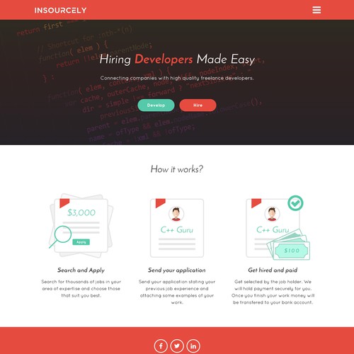 Landing page concept for Insourcely