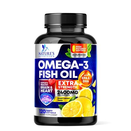 Natural Fish Oil Supplement Label Design