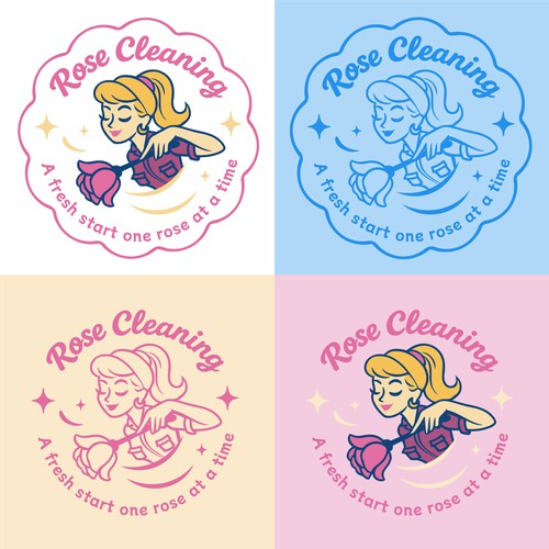 Rose Cleaning – Magical Vintage Badge Design