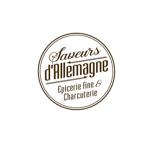 Logo monochrome pour épicerie fine et autres produits alimentaires en provenance d'Allemagne