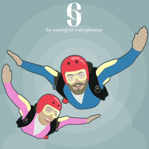 skydiving couple & logo