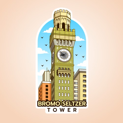 Bromo Seltzer Tower Sticker