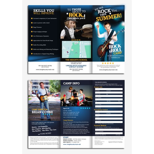 Design Rock & Roll Summer Camp 6 Panel Brochure