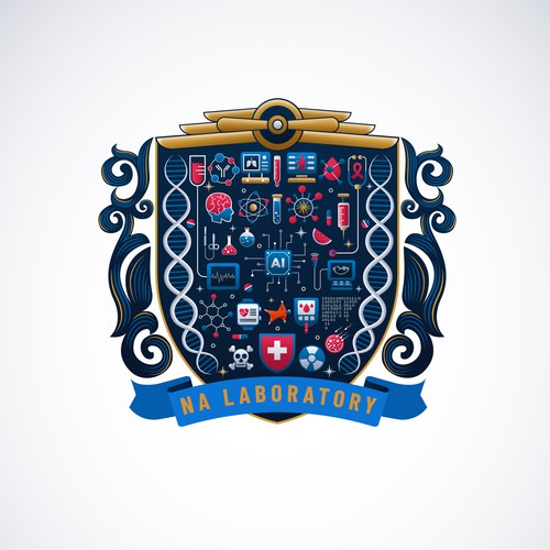 British coat of arms style logo for NA Laboratory