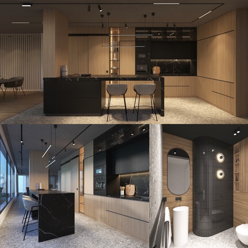 Architectural Render - Penthouse Kitchen Interior Design