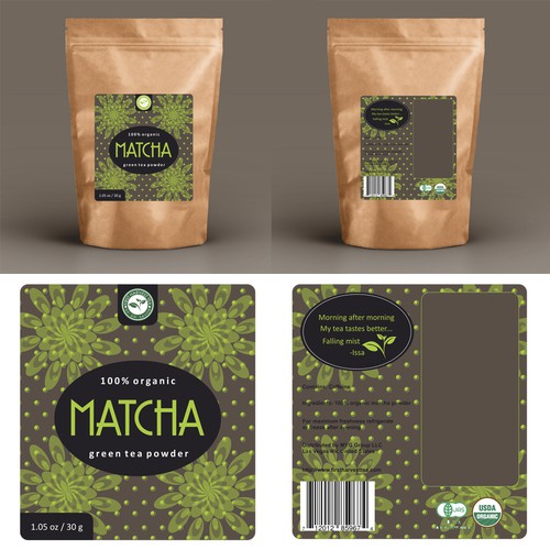 Label for matcha tea bags