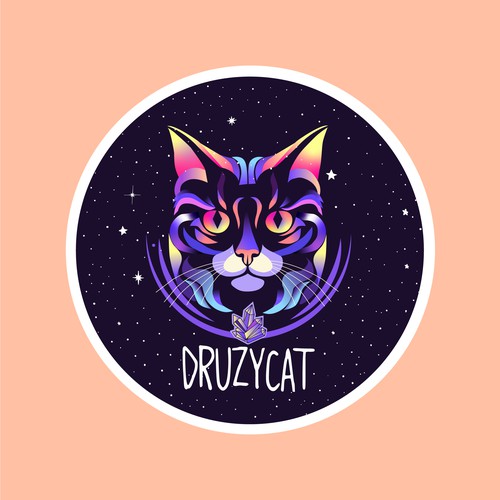 Druzy Cat Logo Design - Logo Available for Sale