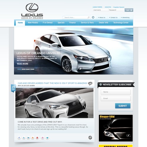 website design for Lexus of Orlando Blog 