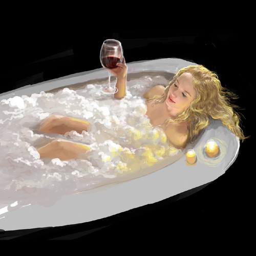 girl in the bathtub for wine company