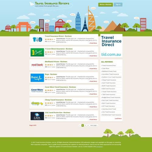 Create the next website design for Travel Insurance Reviews