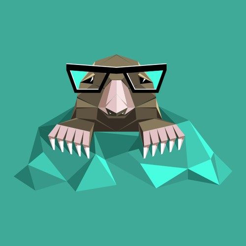 Origami mole with eyeglasses