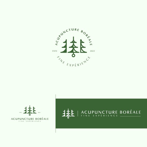 Elegant logo for a forest-inspired acupuncture clinic