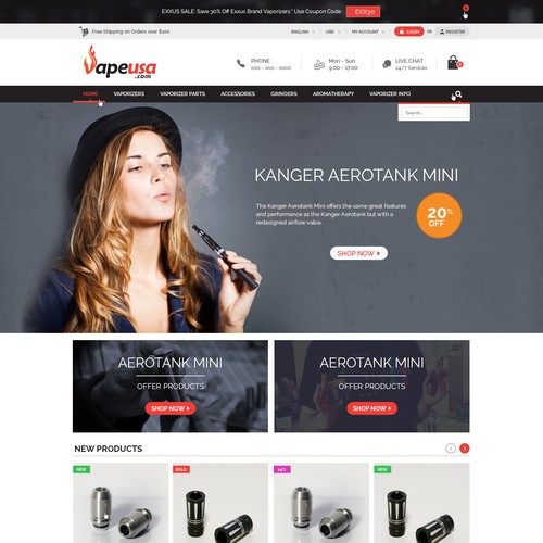 VapeUSA.com - Create an edgy and modern retail site for vaporizer sales